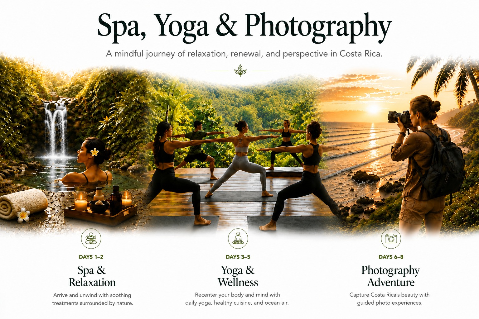 Spa, Yoga & Photography, example journey