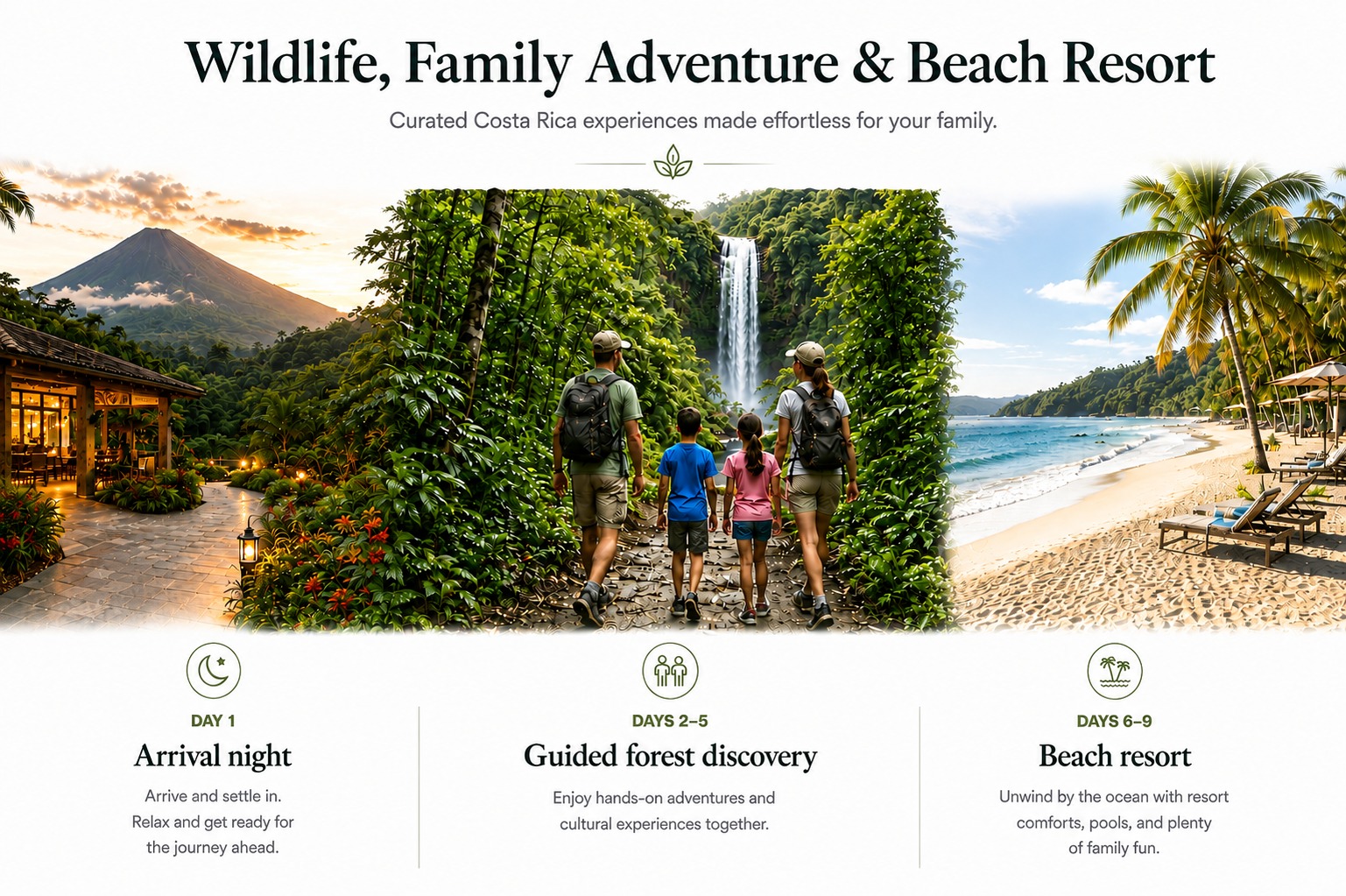 Wildlife, Family Adventure & Beach Resort, example journey