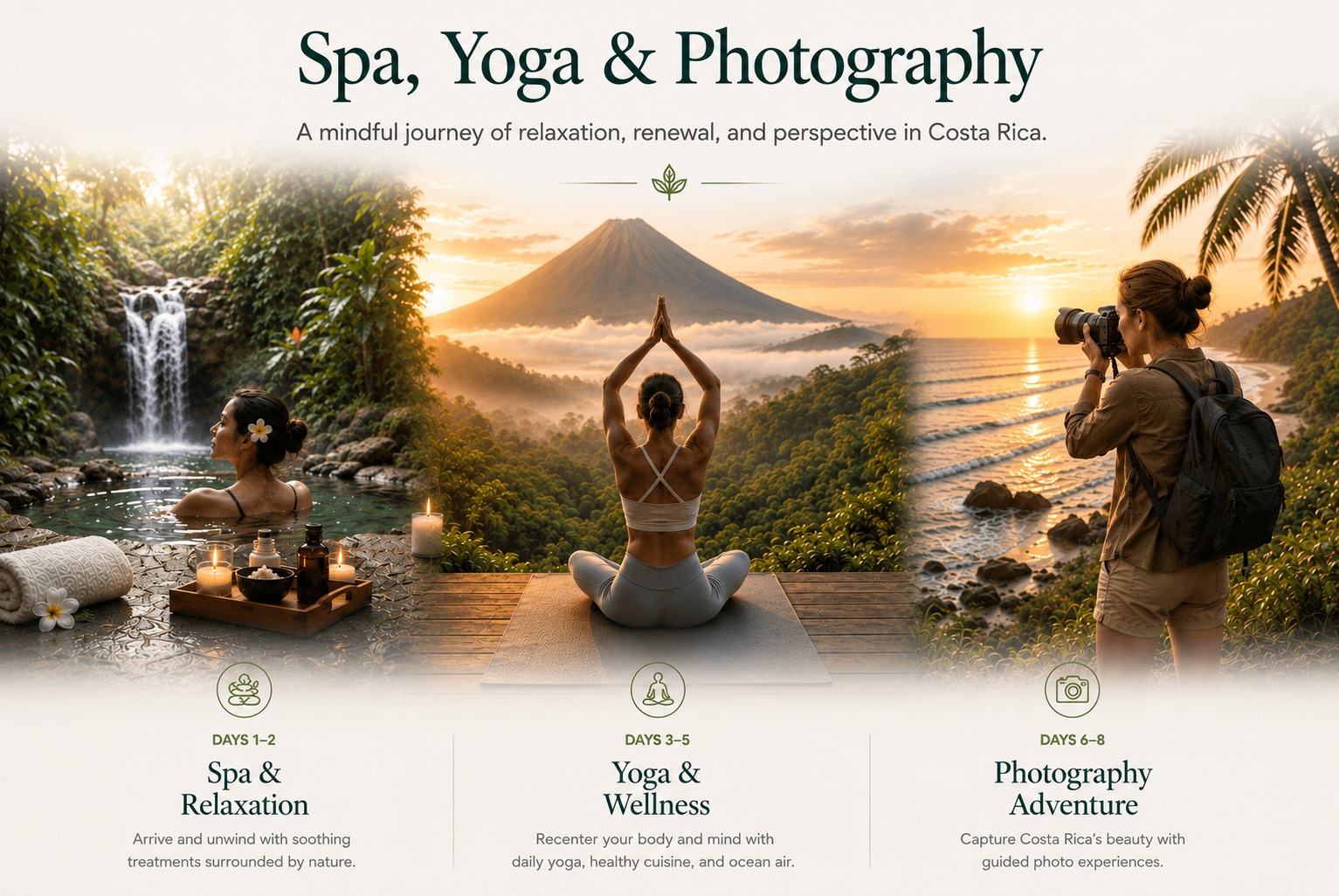 Spa, Yoga & Photography, example journey