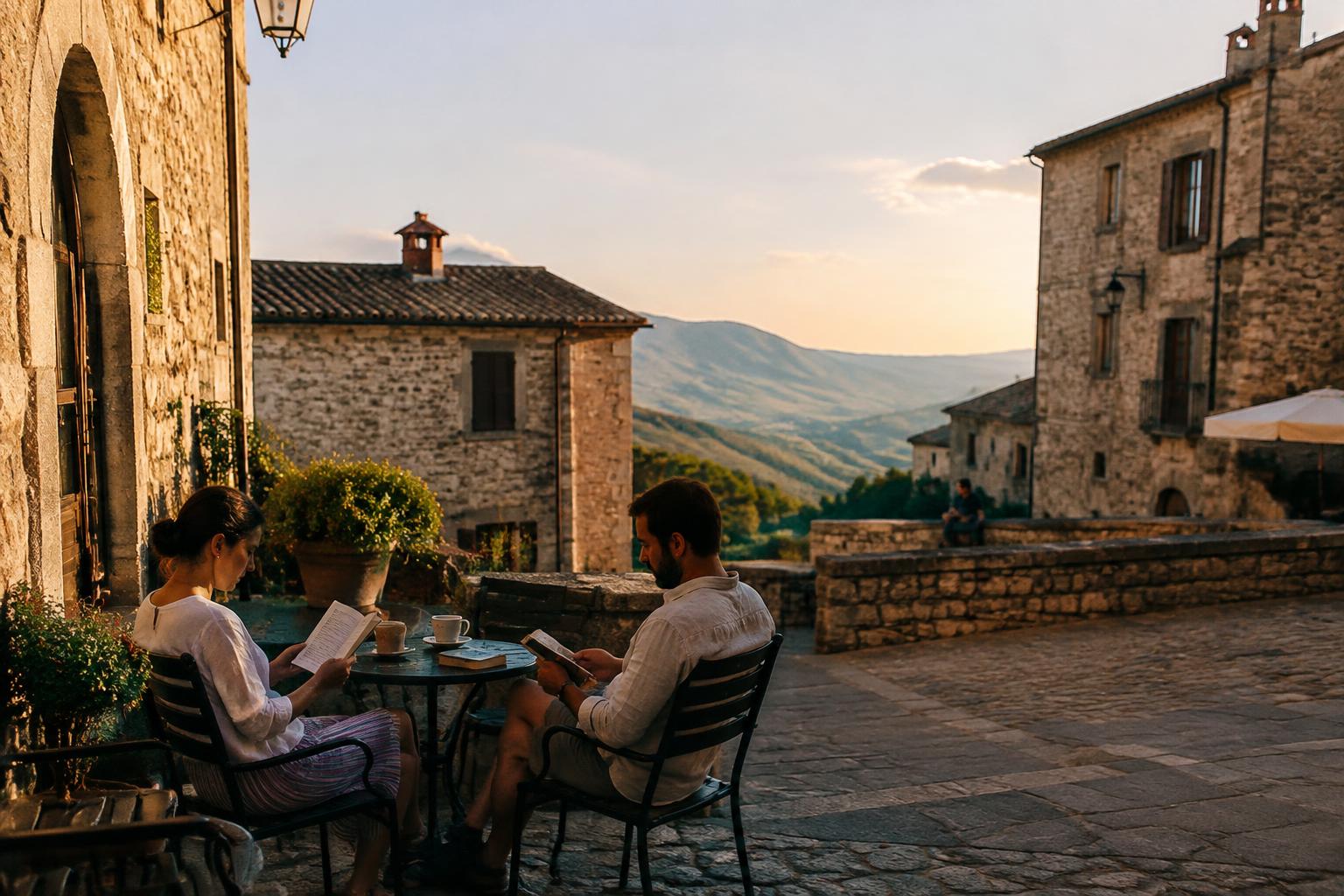 Travelers sharing a cooking class with a local family in the European countryside